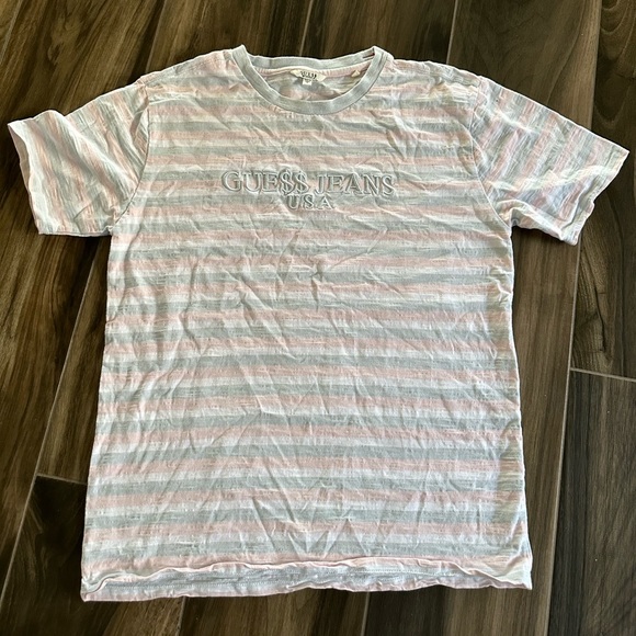 Guess ASAP Rocky Striped T-Shirt Cotton Candy S Small Oversized Mens Pink - Picture 1 of 3